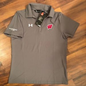 NWT Under Armour Wisconsin Badger polo